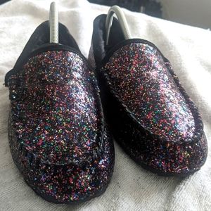 Clarks Black Multi-Colored Glitter Women's Slippers